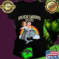 Biden Harris 2020 Narwhale Rainbow Funny Joe Kamala Democrat T-Shirt Ladies tee