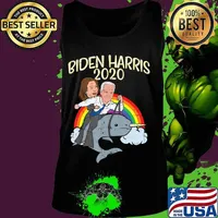 Biden Harris 2020 Narwhale Rainbow Funny Joe Kamala Democrat T-Shirt Tank top
