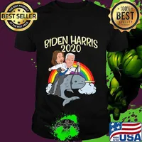 Biden Harris 2020 Narwhale Rainbow Funny Joe Kamala Democrat T-Shirt