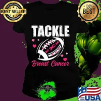 Breast Cancer Awareness Tackle Breast Cancer Football Gifts T-Shirt Ladies tee