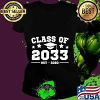 Class Of 2033 2020 Grow With Me Kindergarten Kids Boys Girls T-Shirt Ladies tee