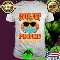 Coolest Pumpkin In The Patch Face Mask Halloween Boys Girls Long Sleeve T-Shirt