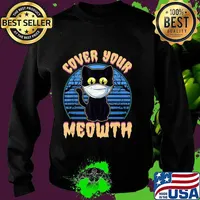 Cover Your Meowth Funny Halloween Black Cat Face Mask Gift T-Shirt Sweater
