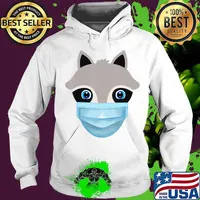 Cute Raccoon Wearing Face Mask Animal Lover Gift T-Shirt Hoodie
