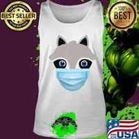 Cute Raccoon Wearing Face Mask Animal Lover Gift T-Shirt Tank top