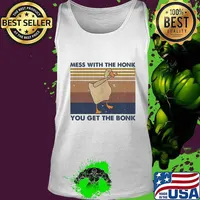 Duck mess with the honk you get the bonk vintage retro s Tank top