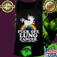Fuck Off Lung Cancer Survivor Quote Unicorn Rainbow T-Shirt Tank top