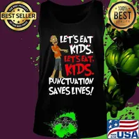 Funny Grammar Lets Eat Kids Humor Punctuation Saves Lives T-Shirt Tank top