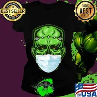 Funny Monster Zombie Mask Simple Halloween Costume 2020 T-Shirt Ladies tee