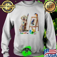 Golden retriever painting bird s Sweater