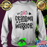 Grandma Of A Warrior Family Breast Cancer Shirt Pink Ribbon T-Shirt Sweater