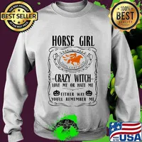 Horse girl 100% certified crazy witch love me or hate me either way you'll remember me pumpkin halloween s Sweater