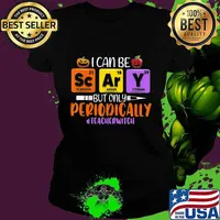 I Can Be Scary But Only Periodically Teacher Witch Halloween T-Shirt Ladies tee