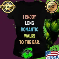 I Enjoy Long Romantic Walks To The Bar Vintage Style T-Shirt Ladies tee