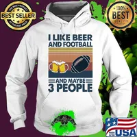 I like beer and football and maybe 3 people vintage retro s Hoodie