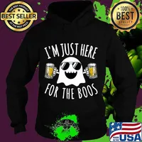I'M JUST HERE FOR THE BOOS Funny Lazy Halloween Costume Beer Premium T-Shirt Hoodie