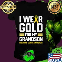 I Wear Gold for My Grandson Childhood Cancer Awareness Gifts T-Shirt Ladies tee
