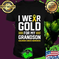 I Wear Gold for My Grandson Childhood Cancer Awareness Gifts T-Shirt
