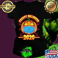 JackOLantern Funny Halloween Pumpkin Wearing A Mask 2020 T-Shirt Ladies tee