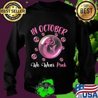 Mermaid In October We Wear Pink Breast Cancer Awareness T-Shirt Sweater