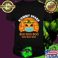 Mommy Shark Boo Boo Shirt Pumpkin Halloween Mother Gift T-Shirt