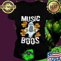 Music And Boos Ghost Funny Halloween Costume Beer Drinking T-Shirt Ladies tee