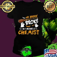 My Broom Broke So I Became Chemist Halloween Costume T-Shirt Ladies tee