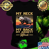 My Neck My Back My Anxiety Attack opossum vintage sunset T-Shirt Ladies tee