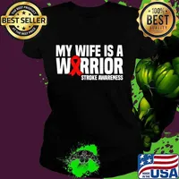 My Wife is a Warrior Red Ribbon Stroke Awareness T-Shirt Ladies tee