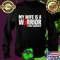 My Wife is a Warrior Red Ribbon Stroke Awareness T-Shirt Sweater