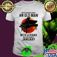 Never underestimate an old man with a piano who was born in january moon blood halloween shirt