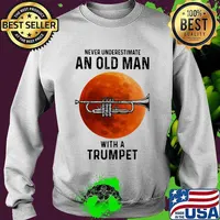Never underestimate an old man with a trumpet moon blood halloween s Sweater