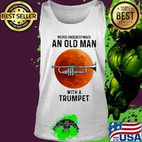 Never underestimate an old man with a trumpet moon blood halloween s Tank top