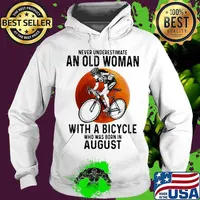 Never underestimate an old woman with a bicycle who was born in august moon blood halloween s Hoodie