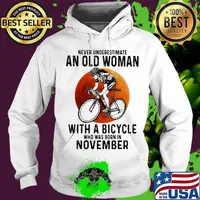 Never underestimate an old woman with a bicycle who was born in november moon blood halloween s Hoodie