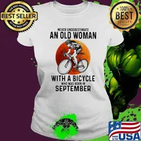 Never underestimate an old woman with a bicycle who was born in september moon blood halloween s Ladies tee