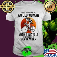 Never underestimate an old woman with a bicycle who was born in september moon blood halloween shirt