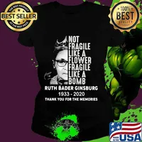 Not fragile like a flower fragile like a bomb ruth bader ginsburg 1933 2020 thank you for the memories signature s Ladies tee