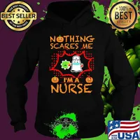 Nothing Scares Me I'm A Nurse Coronavirus Pumpkin Halloween Shirt Hoodie