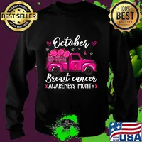 October Breast Cancer Awareness Month Pumpkin Truck Gifts T-Shirt Sweater