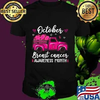 October Breast Cancer Awareness Month Pumpkin Truck Gifts T-Shirt