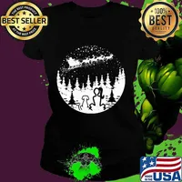 Official dog and girl santa claus and reindeer christmas s Ladies tee