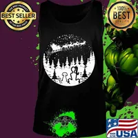 Official dog and girl santa claus and reindeer christmas s Tank top