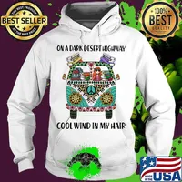On A Dark Desert Highway Cool Wind In My Hair Hippie Peace Car Girl And Books Shirt Hoodie