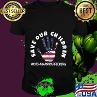 Save Our Children end human trafficking American flag for Patriots T-Shirt