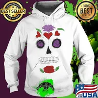 Sugar skull flowers hearts s Hoodie