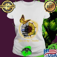Sunflower And Monarch Butterfly You Are My Sunshine American Flag Independence Day Shirt Ladies tee