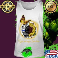 Sunflower And Monarch Butterfly You Are My Sunshine American Flag Independence Day Shirt Tank top