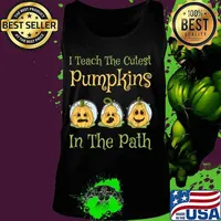 Teacher Halloween I Teach The Cutest Pumpkin In The Path T-Shirt Tank top