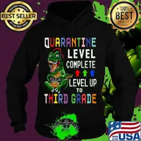 Third Grade Quarantine Shirt Back To School T Rex Gamer Gift Premium T-Shirt Hoodie